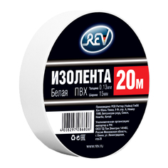 Изолента изолента ПВХ 0,13х15мм белый 20м Rev