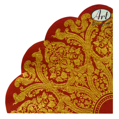 Салфетки с дизайном салфетки BOUQUET Золотой орнамент на бордовом 32см 3-слойные 12шт круглые