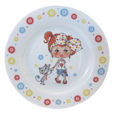 Тарелки , миски, пиалы детские тарелка CMIELOW Calineczka Девочка с котиком 20,5см десертная фарфор