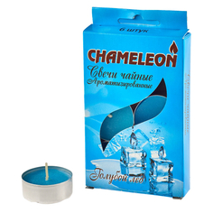 Свечи чайные свечи чайные CHAMELEON 6шт 3,75х 1,5см 4ч/г аромат голубой лёд