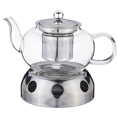 Чайники заварочные чайник заварочный AGNESS 800мл с подставкой для подогрева стекло, нерж.сталь