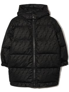 Fendi Kids стеганый пуховик с логотипом FF