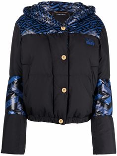 Versace пуховик с узором La Greca