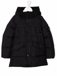 Stone Island Junior пуховик с нашивкой-логотипом