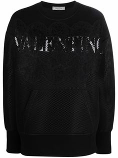Valentino толстовка с кружевом и логотипом
