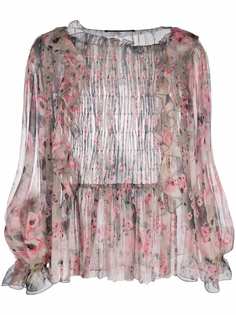 Alberta Ferretti блузка с оборками и цветочным принтом