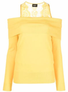 LIU JO джемпер с открытыми плечами и кружевной вставкой