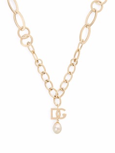 Dolce & Gabbana колье из желтого золота с подвеской DG