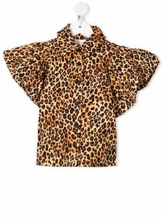 CAROLINE BOSMANS kids блузка с объемными рукавами и леопардовым принтом