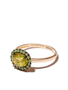 Rosa de la Cruz кольцо из желтого золота с перидотом и гранатом