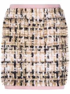 LANVIN твидовая юбка мини с бахромой