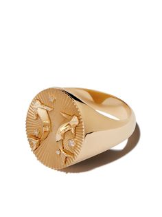 Foundrae кольцо Pisces из желтого золота с бриллиантами