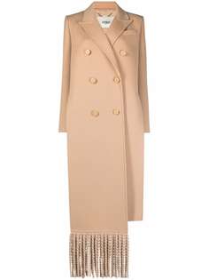 Fendi двубортное пальто с бахромой