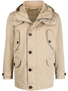 Ten C hooded multi-pocket duffle jacket
