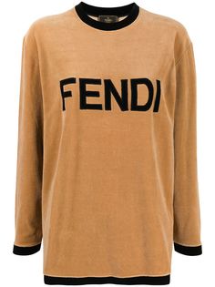 Fendi Pre-Owned футболка 1990-х годов с длинными рукавами и логотипом