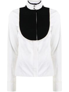Chanel Pre-Owned рубашка с контрастной манишкой