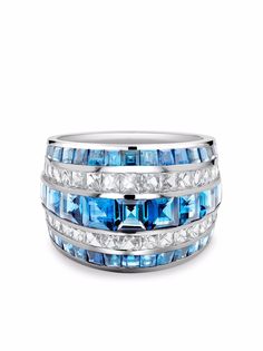 Pragnell кольцо из платины Manhattan с бриллиантами и аквамарином