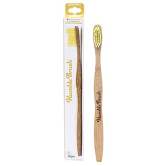 Зубная щетка для взрослых из бамбука желтая мягкая щетина The Humble Co.