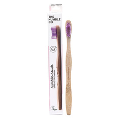 Зубная щетка для взрослых из бамбука фиолетовая щетина средней жесткости The Humble Co.