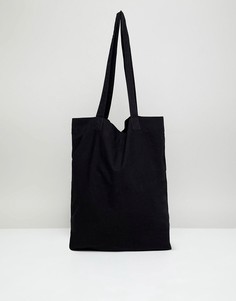 Черная легкая сумка-тоут из органического хлопка ASOS DESIGN-Черный цвет