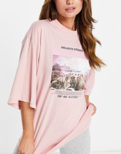 Розовый трикотажный пижамный комплект из футболки и шорт-леггинсов Topshop California-Розовый цвет