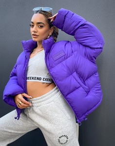 Фиолетовый пуховик в стиле oversized ASOS Weekend Collective-Фиолетовый цвет