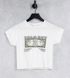 Белая укороченная футболка с принтом денег в стиле 90-х ASYOU-Белый