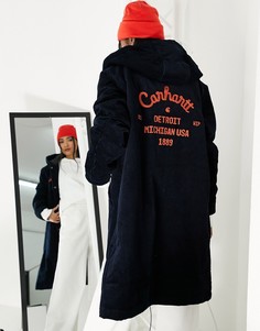 Удлиненная стеганая вельветовая парка с рисунком на спине Carhartt WIP-Черный цвет