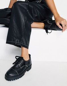 Черные кожаные ботинки на плоской подошве со шнуровкой ASRA Feronia-Черный цвет