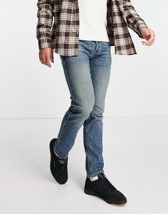 Выбеленные эластичные джинсы узкого кроя Topman Essential-Голубой