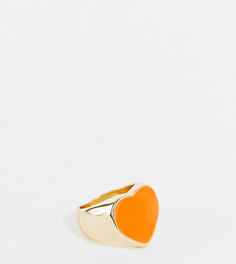 Эксклюзивное броское кольцо с сердечком из оранжевой эмали Big Metal London-Оранжевый цвет