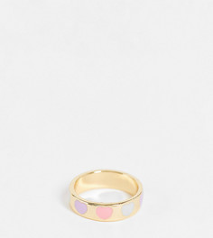 Эксклюзивное кольцо с покрытием из эмали и радужными сердечками пастельного цвета Big Metal London-Разноцветный