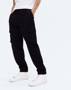 Черные брюки карго с манжетами New Look-Черный цвет