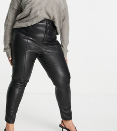 Черные леггинсы из искусственной кожи с моделирующими вставками In The Style Plus x Lorna Luxe-Черный цвет