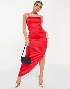 Красное атласное платье миди NaaNaa-Красный