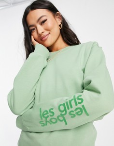 Светлый шалфейно-зеленый свитшот Les Girls Les Boys-Зеленый цвет