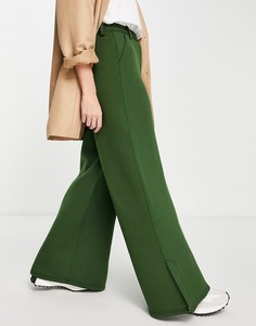 Темно-зеленые трикотажные брюки с широкими штанинами от комплекта Extro & Vert-Зеленый цвет