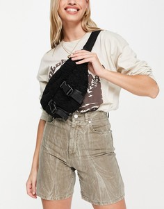 Черная сумка-кошелек на пояс с двумя пряжками Topshop-Черный цвет