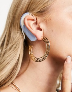 Золотистые серьги-кольца с узором в греческом стиле Topshop-Золотистый