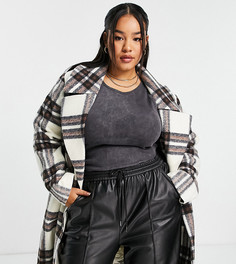 Строгое монохромное пальто в стиле oversized в крупную клетку Forever New Curve-Разноцветный