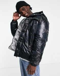 Черный капсульный двусторонний пуховик с эффектом металлик Tommy Jeans-Черный цвет