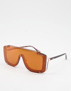 Большие солнцезащитные очки-маска оранжевого цвета Quay-Коричневый цвет