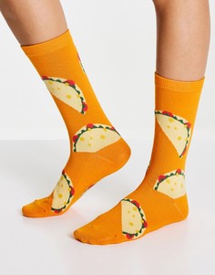 Оранжевые носки с принтом тако Typo-Оранжевый цвет