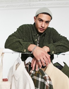 Oversized-рубашка из искусственного меха зеленого цвета ASOS DESIGN-Зеленый цвет