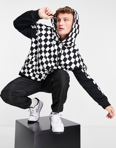 Черно-белый oversized-худи в шахматную клетку от комплекта Topman-Черный цвет