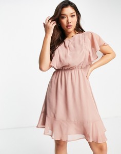 Розовато-лиловое платье мини с завязками сзади Gilli-Темно-синий