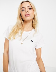 Белая футболка с круглым вырезом и узлом Abercrombie & Fitch-Белый