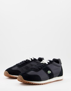 Черные классические кроссовки для бега с замшевыми вставками Lacoste Court Pace 0321-Черный цвет