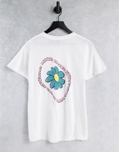 Oversized-футболка с рисунком с цветком на спине New Girl Order-Белый