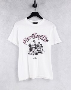 Oversized-футболка с графическим принтом "Fantastic" Girl Order-Белый